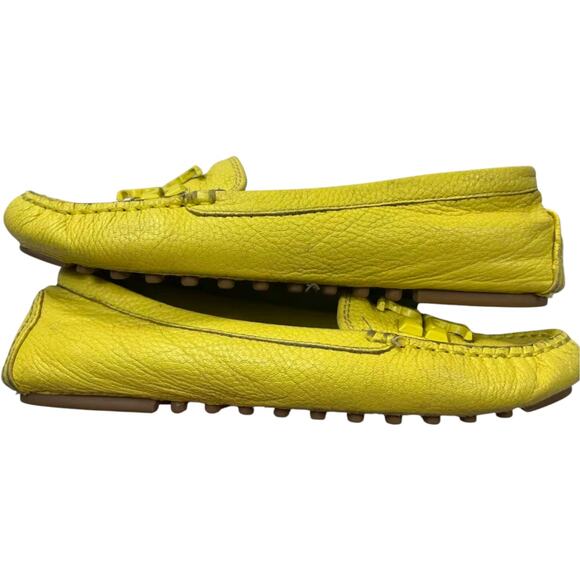 Tory Burch Lowell 2 Driver Shoes Yellow Women's Size 6 Leather Loafers Flats - Picture 6 of 7